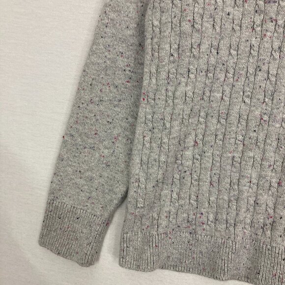 Talbots Gray Confetti Crew Neck Textured Knit Pullover Cozy Sweater XL Preppy - Picture 4 of 9